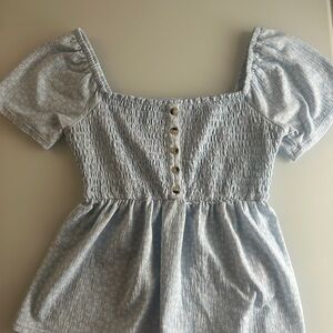 No Boundaries Sky Blue Smocked Top